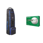 MACGREGOR Unisex's VIP Deluxe Wheeled Travel Cover, Black/Royal Blue, ONE Size MACTC003SD & TaylorMade RBZ Soft Dozen Golf Balls, White,2021