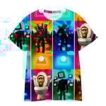 Skibidi Toalett TV Man Barn 3D Print T-Shirt Pojke Tjej Sommar Kortärmad T-tröja A 8-9 Years