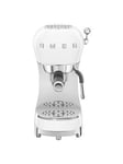 Smeg Ecf02 50&Rsquo;S Retro Style Espresso Coffee Machine With 15 Bar Pump And Stainless Steel Filter Holder, 1350W, 1L, White