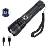 Laddningsbara LED-ficklampor, 3000 Lumen Zoomable Vattentät Ficklampa med 26650 Batterier