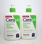 CeraVe Hydrating Facial Cleanser 16 oz for Daily Face Washing - LOT OF 2 PACKS