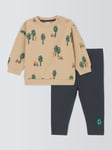 John Lewis Baby Tree Print Sweatshirt and Jogger Set, Multi