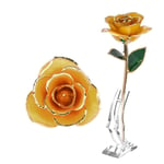 Oumefar 24K Gold Rose Artificial Flowers Handpicked Gold Plated Everlasting Valentine/Mother Day Christmas Birthday Anniversary Wife Lover Girlfriend Gift