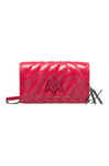 Armani Exchange Women's Shoulder Chain, Quilted Texture, Logo Plaque Tri-fold Wallet, Rot, One Size