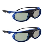 3D Glasses, Active Shutter 3D DLP Link Rechargeable 3D Eyewear for Acer ViewSonic BenQ Optoma Philips Panasonic Vivitek Dell Jmgo Cocar Toumei 3D Projectors - Blue Pack of 2