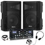 Pack Sono DJ Ibiza 2 Enceintes Actives XTK15A-MKII 15&#34; 600W - Table Mixage Bluetooth DJM250BT-MKII USB - Casque - Câbles - Soirée
