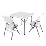 Camping Table Folding Table With 2 Chairs Folding Table Dining Table Home Use Outdoor Small Square Table Outdoor Garden Barbecue 86x86x74cm