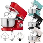 Robot Pâtissier Professionnel 1500W Rouge Robot de Cuisine Multifonction avec Fouet, Batteur, Crochet Avec 2 Bols d'Acier Inoxydable 6 Vitesses