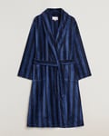 Derek Rose Cotton Velour Striped Gown Navy/Blue