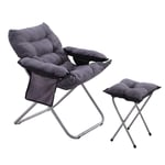 Three-speed Adjustable Folding Chair With Footrest Stool Lounge Garden Patio Comfy Outwell Camping fishing Foldable Recliner Sofa Salon Reclining Fold Up Easy Lazy Relaxer