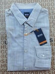 New Hugo BOSS mens beige slim fit cotton casual smart suit jeans shirt MEDIUM