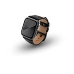 JT Berlin Charlie Bracelet en cuir pour Apple Watch 49 mm/45 mm/44 mm/42 mm [Watch Ultra, Watch SE, Series 8/7, 6/5, 4/3, 2/1, fermoir en acier inoxydable] Noir/noir