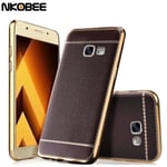 Galaxy A5 (2017) Stilrent silikonskal med läder Ljusbrun Ljusbrun