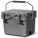 Kylbox med 15 liters kapacitet, islåda med handtag, avtappningsplugg och 2 mugghållare, grå