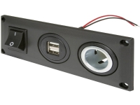 ProCar inbyggt uttag med USB-A dubbelt uttag omkopplingsbart + 1 eluttag 12 V, 24 V 20 A 2-läder
