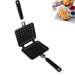 Non-Stick Waffle Maker CHAWHO Cast Aluminum Waffle Iron - Household Waffle Maker Pan Mould for Kitchen Stovetop Gas Long Handle and Closing Latch (31 * 14.5 * 3cm)