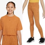 Nike One Dri-FIT Girls T Shirt & Leggings Outfit Sz M Age 10-11 Orange FB1098 81