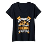 Womens Caution This Person May Talk About Hiking At Any Time V-Neck T-Shirt