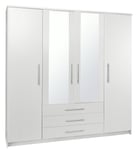Argos Home Normandy 4 Door 3 Drawer Mirror Wardrobe - White