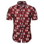 TOUSHI Men's Short Sleeve Shirt Social Shirt Men Linen Cotton Floral Fashion Casual Hawaiian Shirt For Man Short-Sleeved Blouse Men'S Clothes Slim Fit