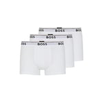 BOSS Hugo Men's 3-Pack Stretch Cotton Regular Fit Trunks, White, Medium