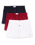 Tommy Hilfiger Men Boxer Shorts Cotton Pack of 3, Multicolor (Desert Sky/White/Rouge), S