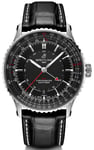 Breitling Watch Navitimer Automatic GMT 41 Black Leather