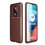 SHIEID Für Motorola Moto E7 Hülle Kohlefaser-Telefonhülle [Ultra-Thin] [Weiches Silikon] [Stoßfest] Schutzhülle Handyhülle für Motorola Moto E7-Braun