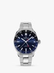 Alpina AL-247NB4E6B Unisex Alpiner Quartz GMT Date Bracelet Strap Watch, Silver/Blue