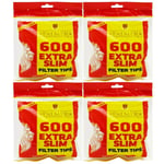 Palmer 600-15000x Cigarette Tobacco Filter EXTRA SLIM Tips Rolling Resealable Red Yellow Bags Smoking UK FREE P&P (4 x Pack (2400 Filter Tips))