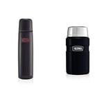 Thermos 185515 Light and Compact Flask, Midnight Blue, 1L & Stainless King Food Flask, Midnight Blue, 0.71L, 101423