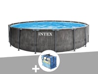 Kit piscine tubulaire Intex Baltik ronde 4,57 x 1,22 m + B?che ? bulles