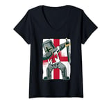 Womens Funny St Georges Day Dabbing Knight England Flag Kids Mens V-Neck T-Shirt