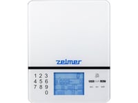 Zelmer Zks1500n, Elektronisk Köksvåg, 5 Kg, 1 G, Vit, Härdat Glas, Lcd