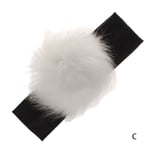 Baby Headband Faux Fur Pompoms Elastic Hairband C