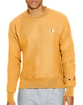 Champion Men's Crewneck, Reverse Weave, Heavyweight Fleece Sweatshirt, C Gold, L