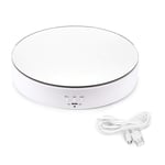 Leadleds Turntable Electric Rotating Display Stand, 7.7" Top Mirror Surface 360° Rotating Rotary Display Stand Rotation Speed and Angle Adjustable for Product Display, Video, Photography (White)