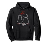 Funny Cute Heart Cat Valentines Day Cat Lover Cat Owner Pullover Hoodie