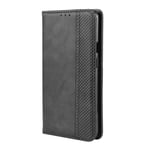 LAGUI Compatible for Xiaomi Redmi 9A Case, Retro Style Wallet Magnetic Cover with Credit Card Slots and Flip Stand, full cover Soft Internal Silicone Case, black