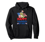 4th of July T Rex Patriotic Dino Retro American Flag USA Pullover Hoodie