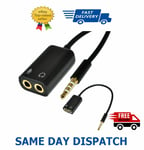 3.5mm Audio Headset Mic Y Splitter Cable Adapter TRRS to 2 TRS For Tabs, Laptops