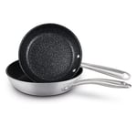 Prestige Scratch Guard Non Stick Frying Pan Set of 2 - Stainless Steel Frying Pan Set 25 & 29cm, Scratch Resistant, Induction Suitable, Oven & Dishwasher Safe Cookware