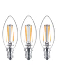 Philips LED-glödlampa Classic Candle 4,3W/827 (40W) Clear 3-pack E14