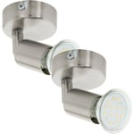 2 PACK Wall 1 Spot Light Colour Satin Nickel Steel Shade GU10 1x3W Included