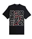 Dsquared2 Mens Techno Maple Leaf Oversize Black T-Shirt Cotton - Size X-Small