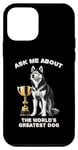 Coque pour iPhone 12 mini Posez-moi des questions sur le meilleur chien husky du monde