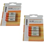 Vhbw - Lot de 8 batteries aaa, Micro, R3, HR03 800mAh pour téléphone fixe Siemens Gigaset A510 Duo, A600A, A400, A420, A580, A585