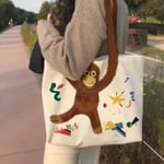 Double Sided Monkey Shoulder Bag Shopping Bag Student Handbags  Camping