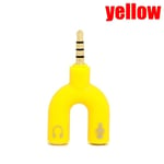 3.5mm Audio Splitter Male To 2 Female Y Adapter Yellow 1pc