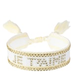 DARK Woven Friendship Bracelet with Crystals "Je t'aime" White wi